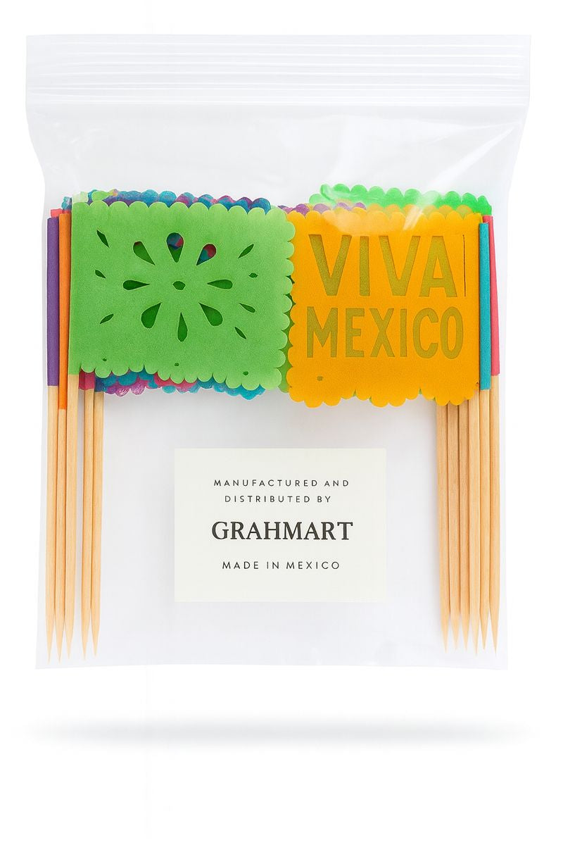 Juego de 24 banderas de papel mexicano multicolor de papel picado, banderita, decoración de fiesta, decoración de cupcakes, banderines, diseño de flores